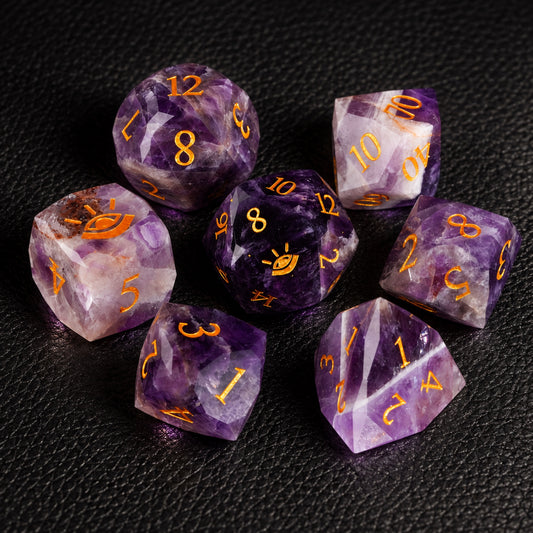 All Seeing Eye-Gemstone Dice Set – complete seven-piece set