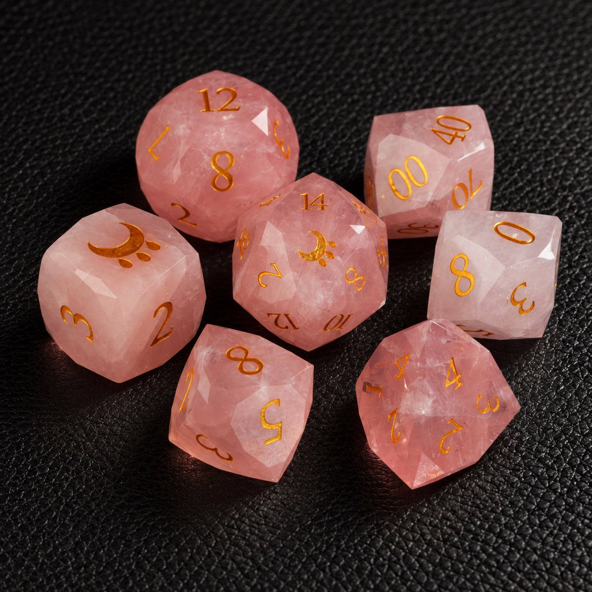 Nile Moon Blessing-Gemstone Dice Set – complete seven-piece set