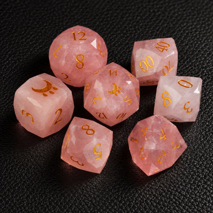 Nile Moon Blessing-Gemstone Dice Set – complete seven-piece set