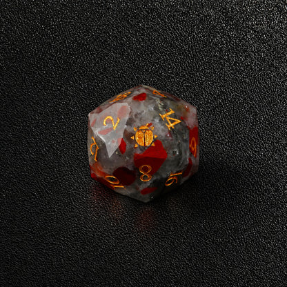Scarab Blood Oath-Gemstone Dice Set – D20 close-up
