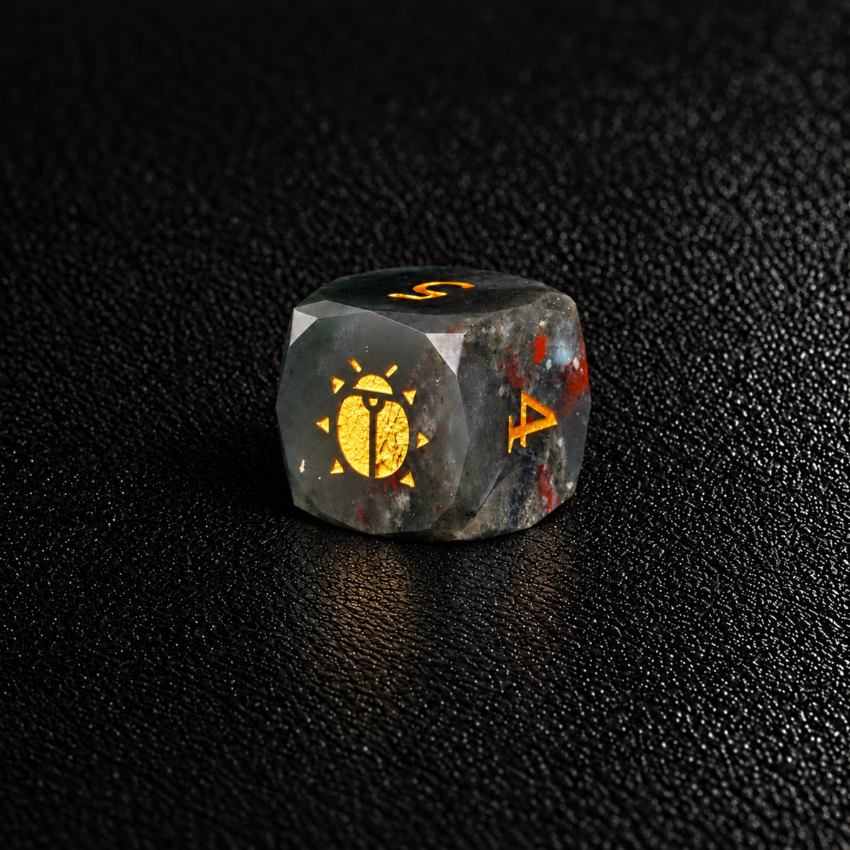 Scarab Blood Oath-Gemstone Dice Set – D6 close-up