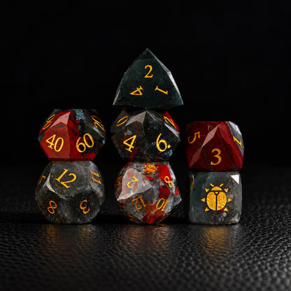 Scarab Blood Oath-Gemstone Dice Set – standing polyhedral set
