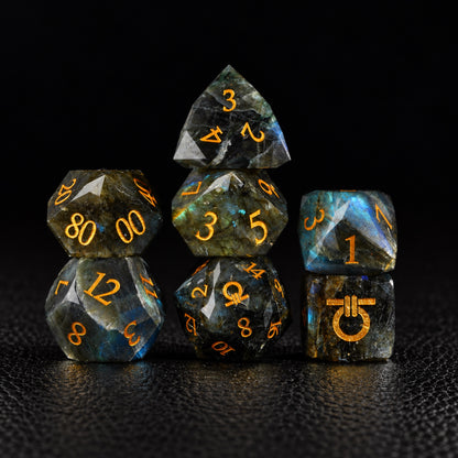 Astral Order Ring-Gemstone Dice Set – standing polyhedral set