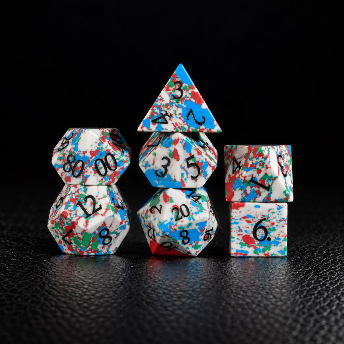 Winter Ink Curse-Gemstone Dice Set – standing polyhedral set