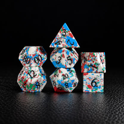 Winter Ink Curse-Gemstone Dice Set – standing polyhedral set