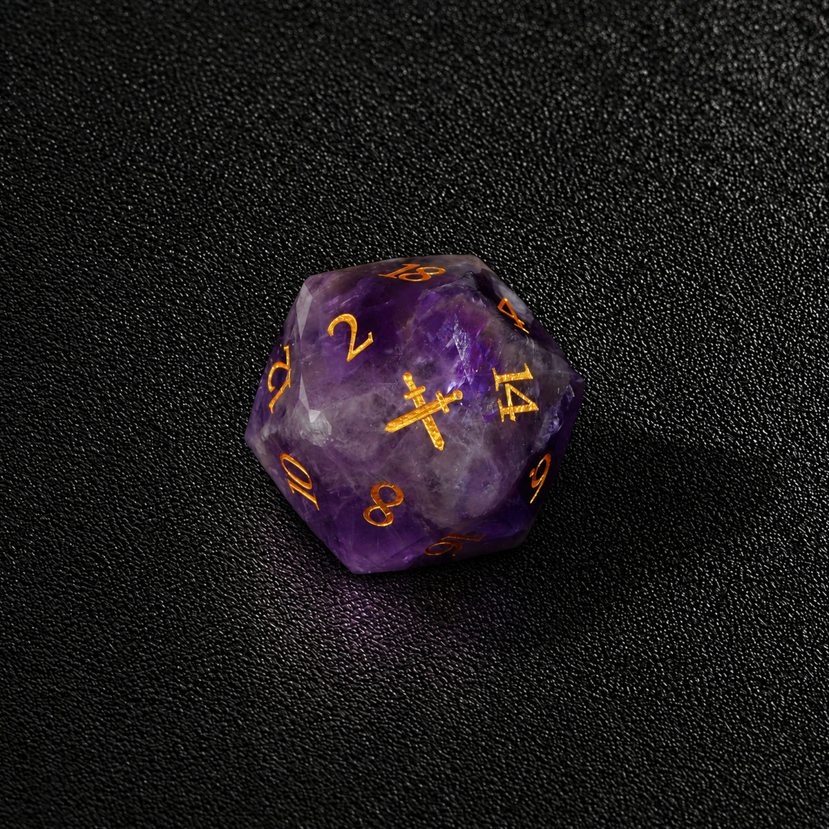 Violet Crown Prophecy-Gemstone Dice Set – D20 close-up
