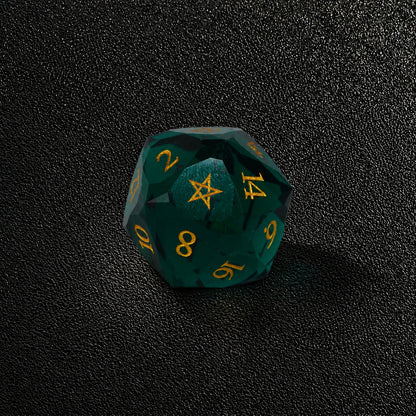 Evergreen Star Oath-Gemstone Dice Set – D20 close-up