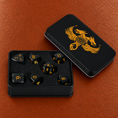 Evergreen Star Oath-Gemstone Dice Set – GELOHO gift packaging on cognac leather