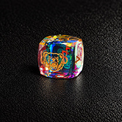 Prismatic Bear Sigil-Gemstone Dice Set – D6 close-up