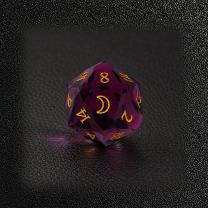 Crimson Moon Ritual-Gemstone Dice Set – D20 close-up