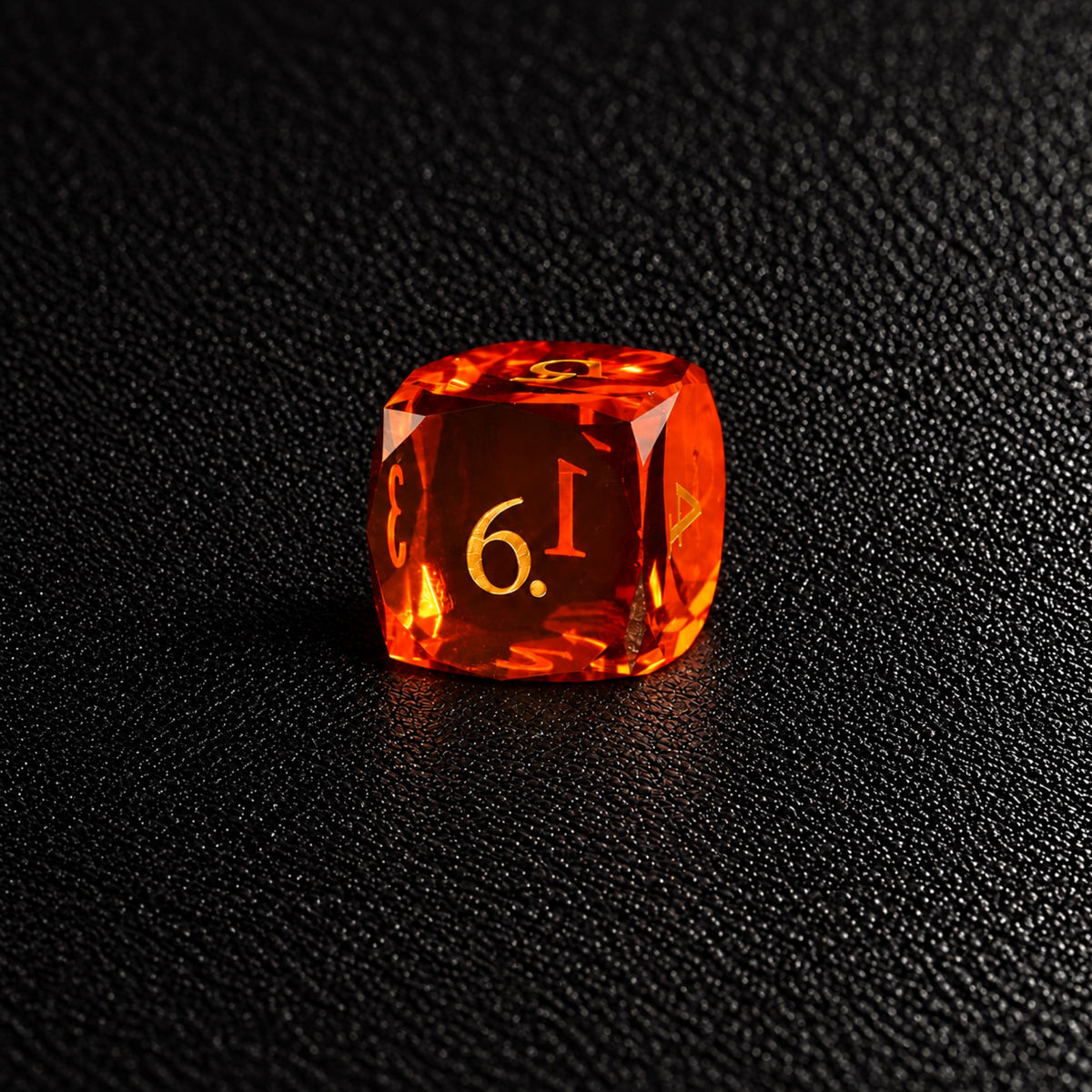 Ember Dragon Crest-Gemstone Dice Set – D6 close-up