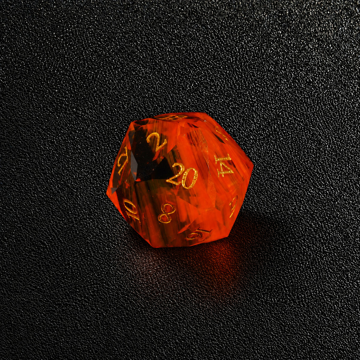 Aurora Ember Veil-Gemstone Dice Set – D20 close-up