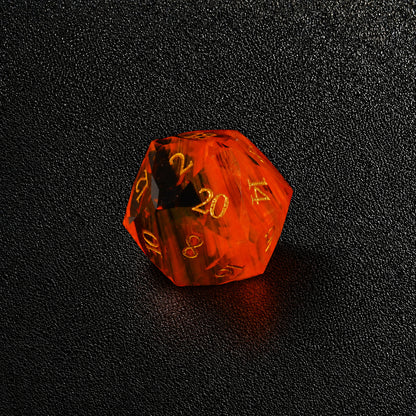 Aurora Ember Veil-Gemstone Dice Set – D20 close-up