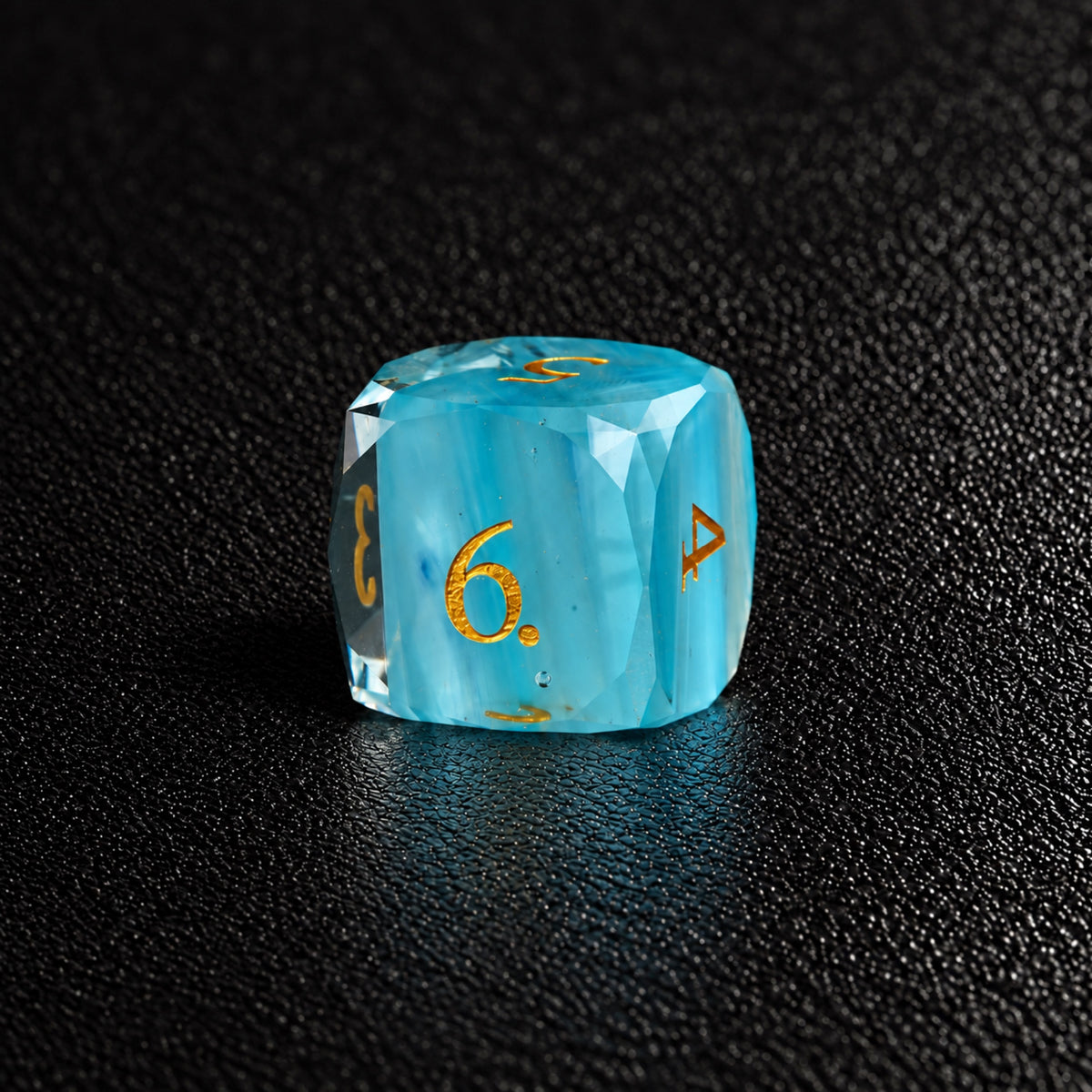 Phantom Tide Veil-Gemstone Dice Set – D6 close-up