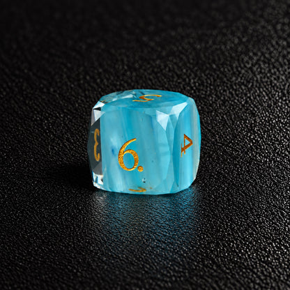 Phantom Tide Veil-Gemstone Dice Set – D6 close-up