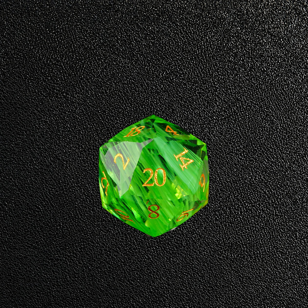 Verdant Aurora Grove-Gemstone Dice Set – D20 close-up
