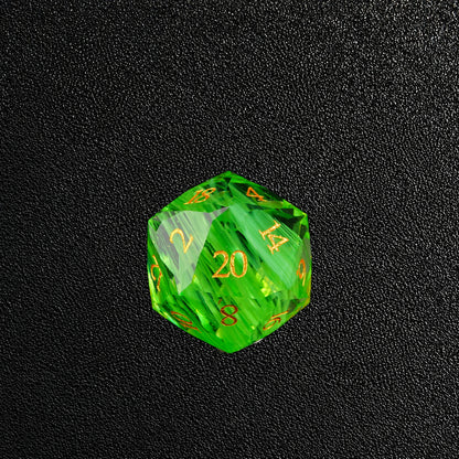 Verdant Aurora Grove-Gemstone Dice Set – D20 close-up