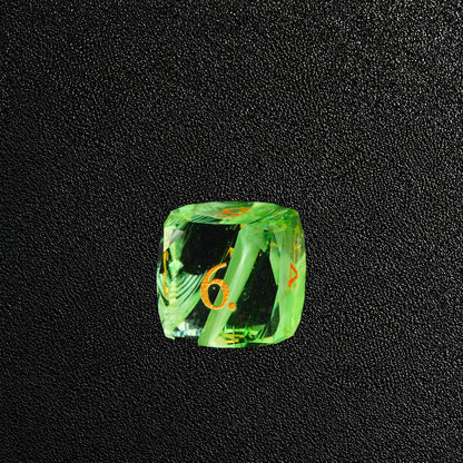 Verdant Aurora Grove-Gemstone Dice Set – D6 close-up