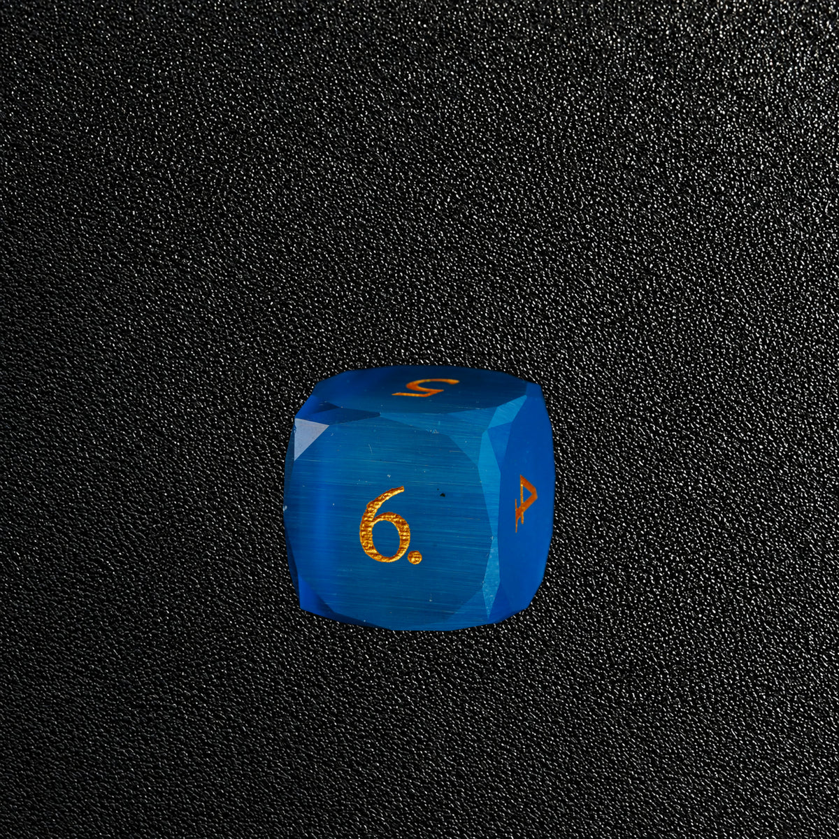 Cobalt Sacred Ward-Gemstone Dice Set – D6 close-up