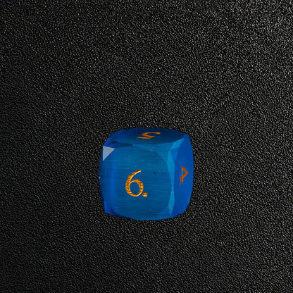 Cobalt Sacred Ward-Gemstone Dice Set – D6 close-up