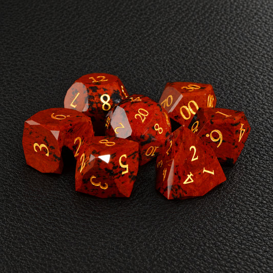 Russet Earth Oath-Gemstone Dice Set – complete seven-piece set