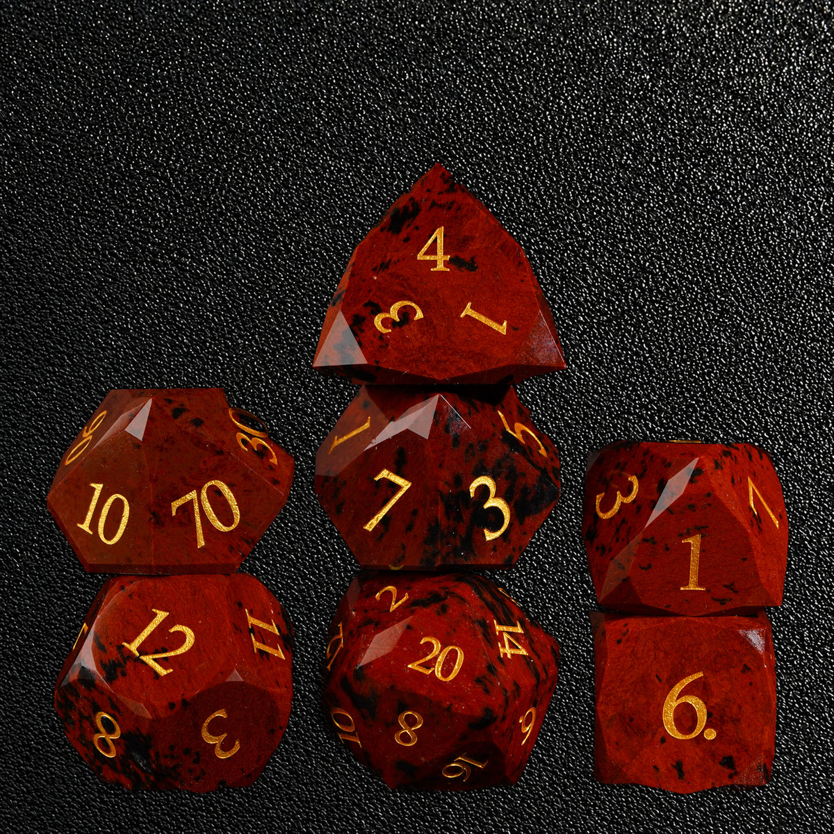 Russet Earth Oath-Gemstone Dice Set – standing polyhedral set