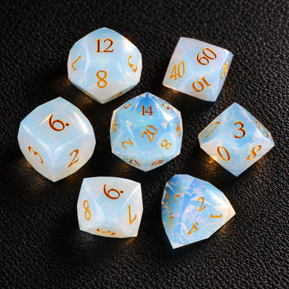 Fey Familiar Gaze-Gemstone Dice Set – complete seven-piece set