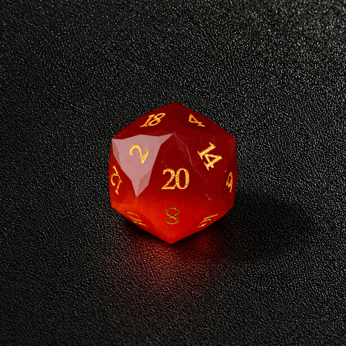 Crimson Shadow Relic-Gemstone Dice Set – D20 close-up