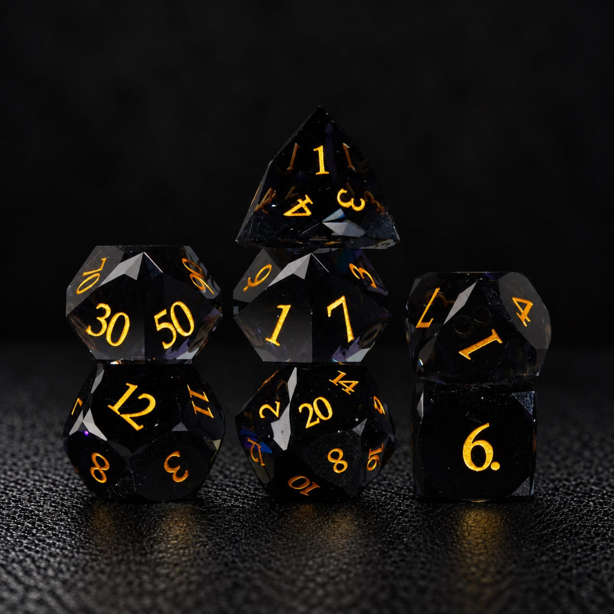 Shadow Crown-Gemstone Dice Set - standing dice set