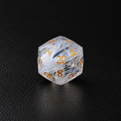Ivory Aurora Blessing-Gemstone Dice Set – D20 close-up