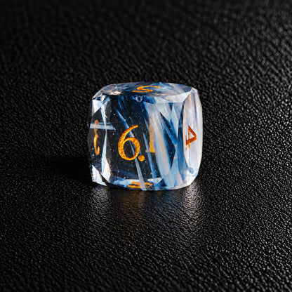 Ivory Aurora Blessing-Gemstone Dice Set – D6 close-up
