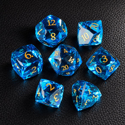 Ocean Diamond Relic-Gemstone Dice Set – complete seven-piece set