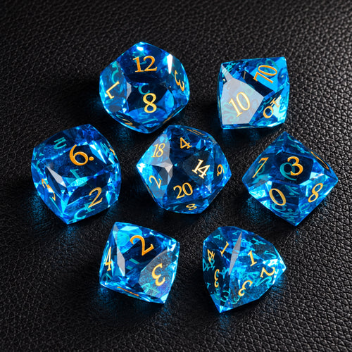 Ocean Diamond Relic-Gemstone Dice Set – complete seven-piece set
