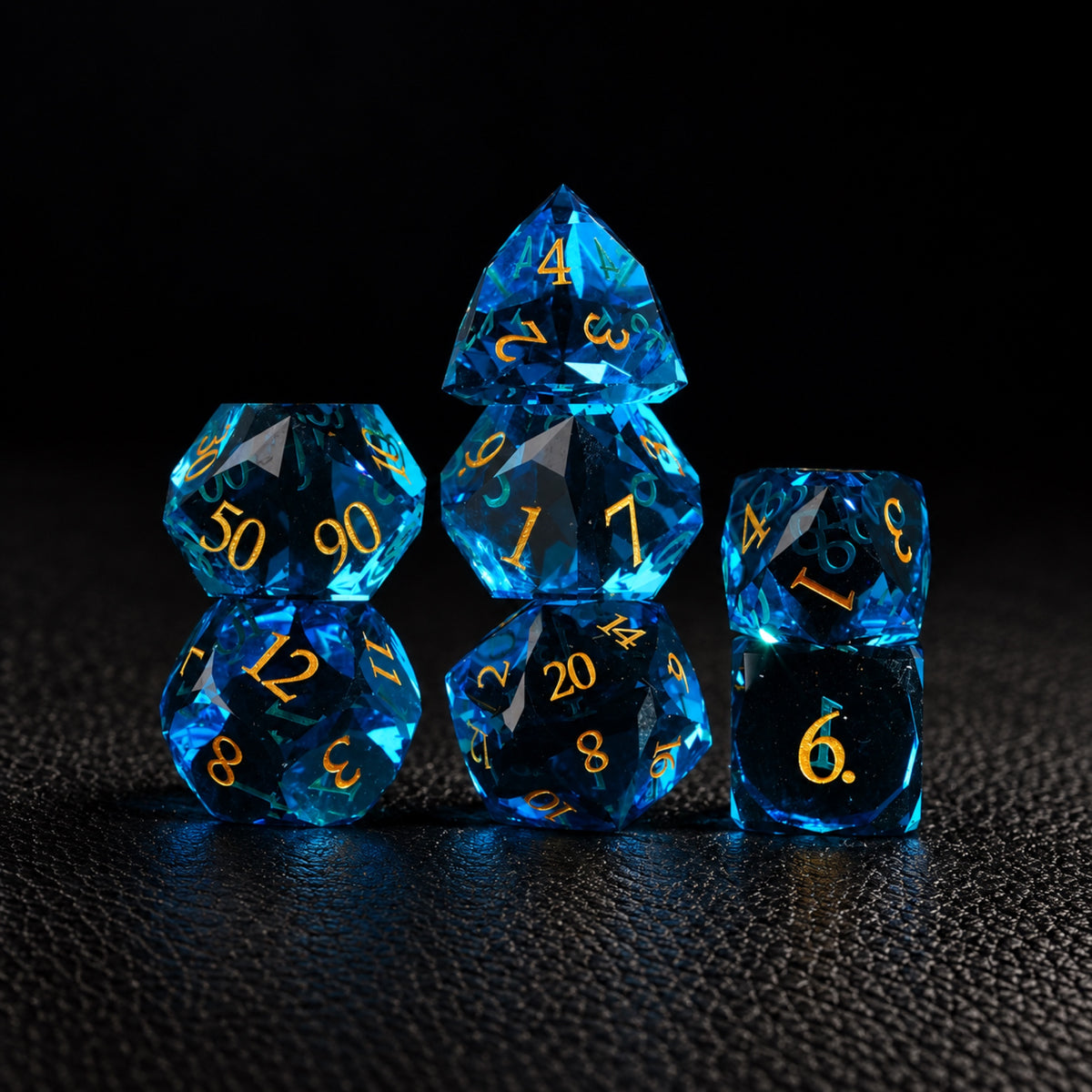 Ocean Diamond Relic-Gemstone Dice Set – standing polyhedral set