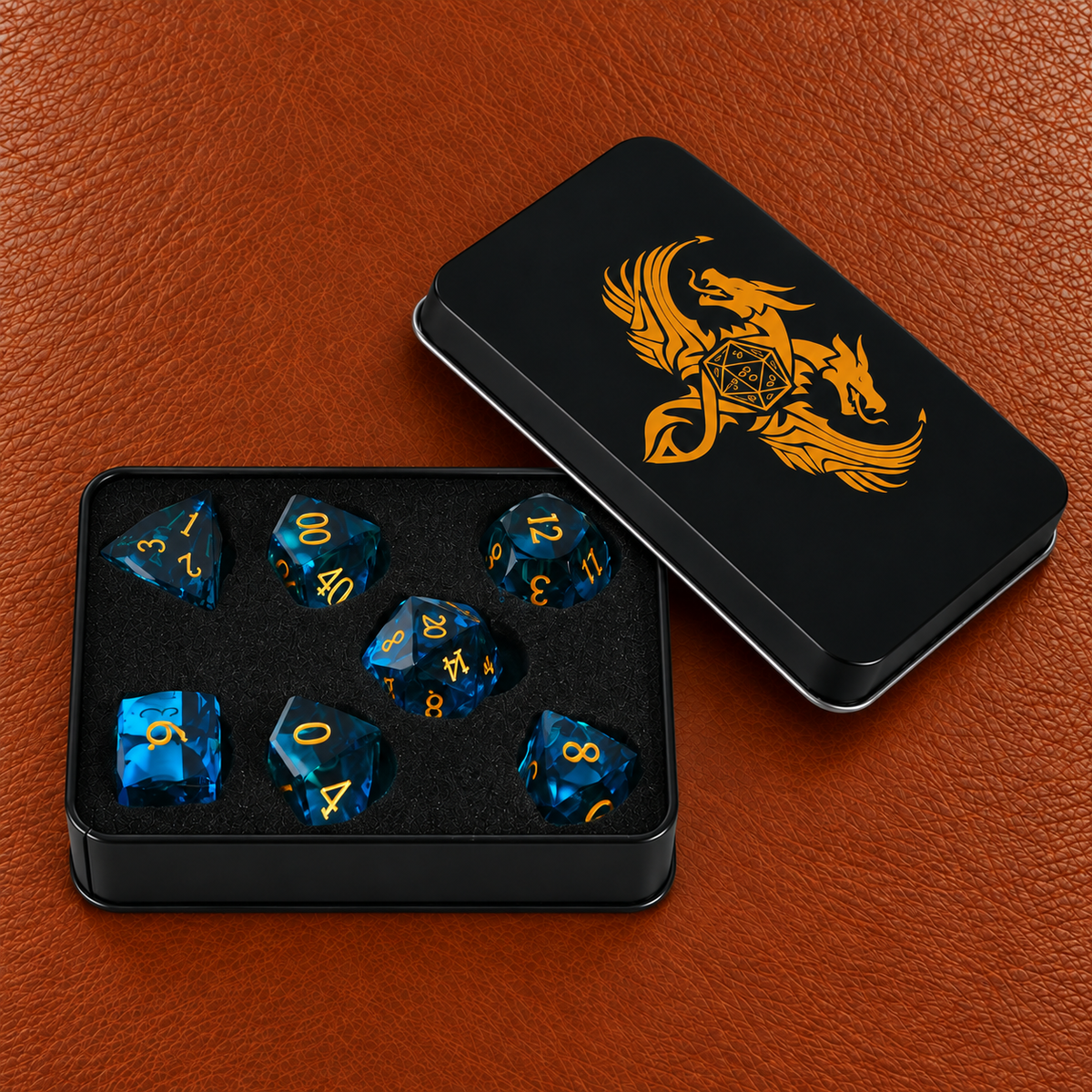 Ocean Diamond Relic-Gemstone Dice Set – GELOHO gift packaging on cognac leather