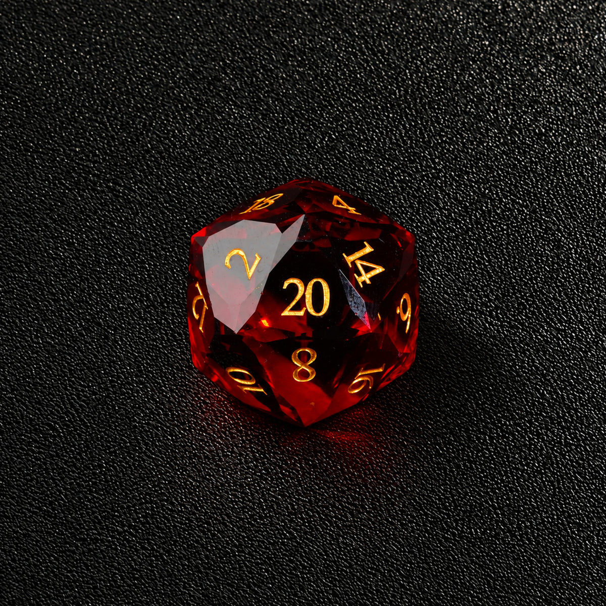 Crimson Diamond Oath-Gemstone Dice Set – D20 close-up