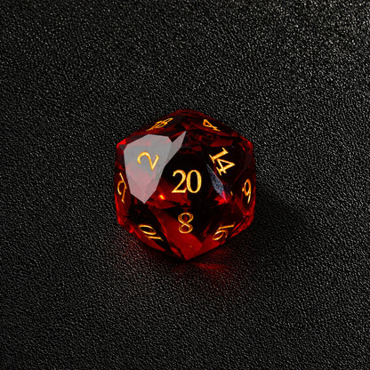 Crimson Diamond Oath-Gemstone Dice Set – D20 close-up