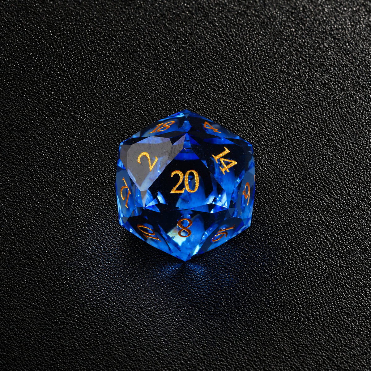 Azure Tide Arcana-Gemstone Dice Set – D20 close-up