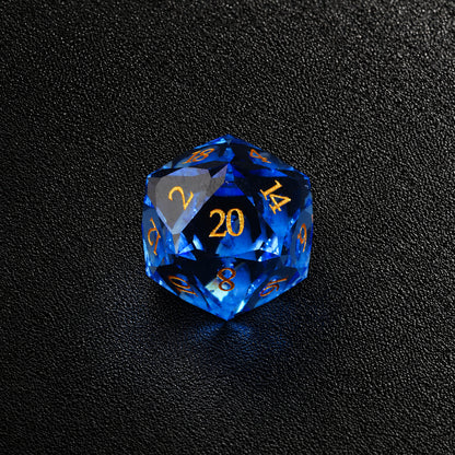 Azure Tide Arcana-Gemstone Dice Set – D20 close-up