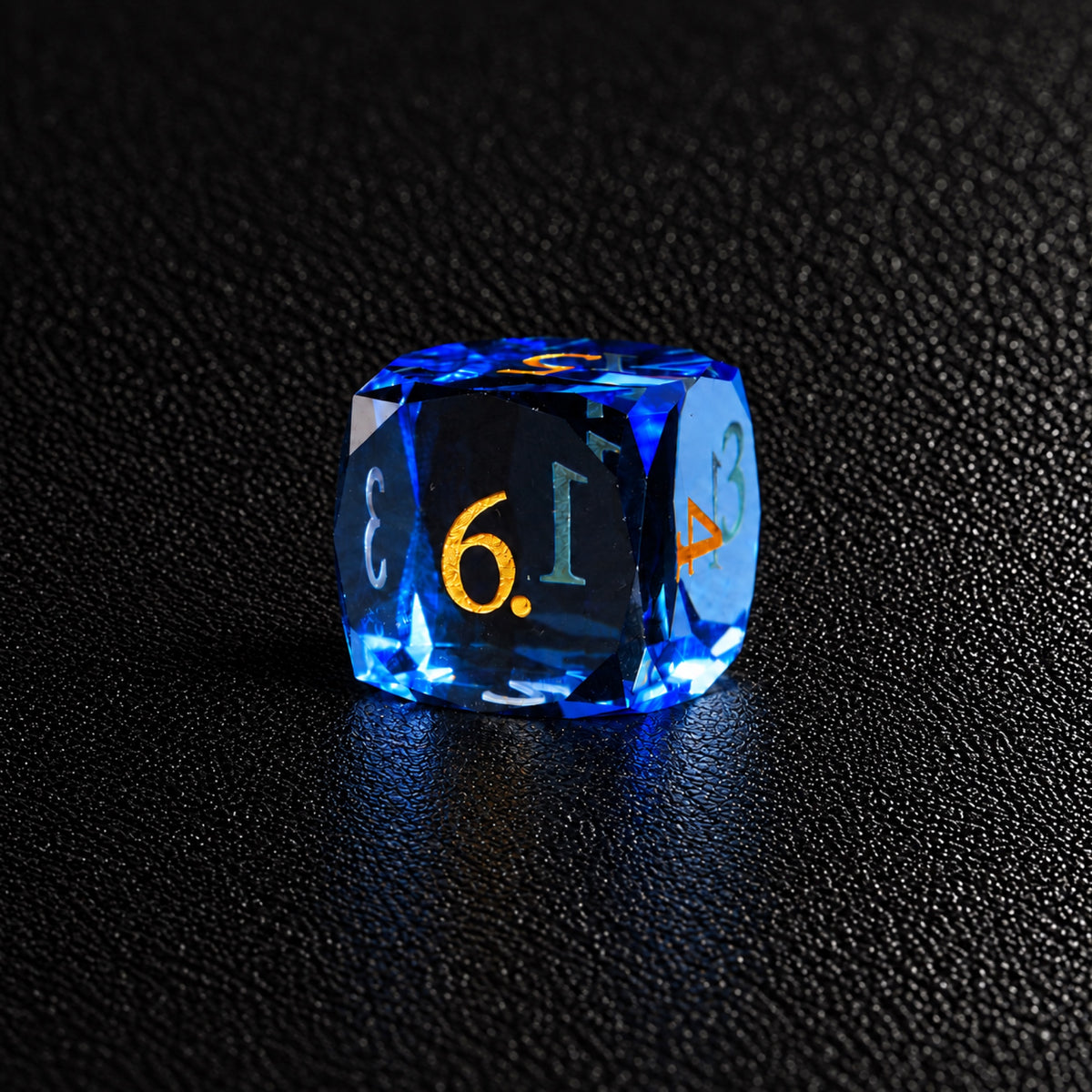 Azure Tide Arcana-Gemstone Dice Set – D6 close-up