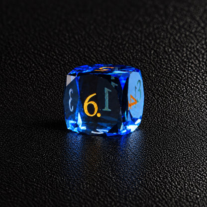 Azure Tide Arcana-Gemstone Dice Set – D6 close-up