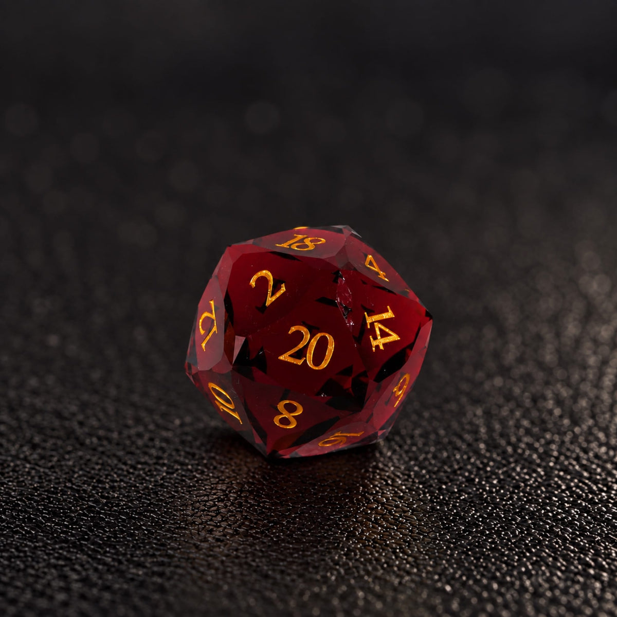 Crimson Ember-Gemstone Dice Set - D20 detail