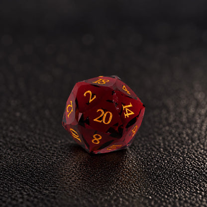 Crimson Ember-Gemstone Dice Set - D20 detail