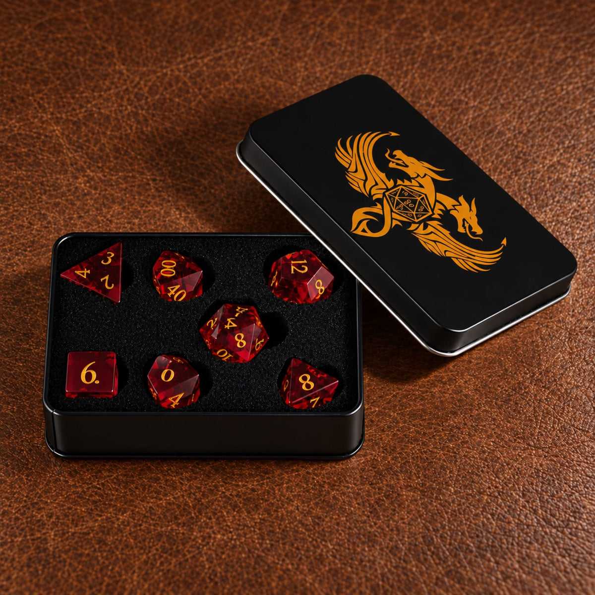 Crimson Ember-Gemstone Dice Set - packaging