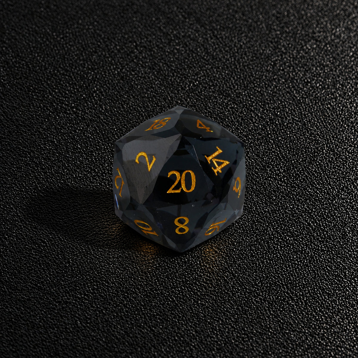 Onyx Shadow Throne-Gemstone Dice Set – D20 close-up