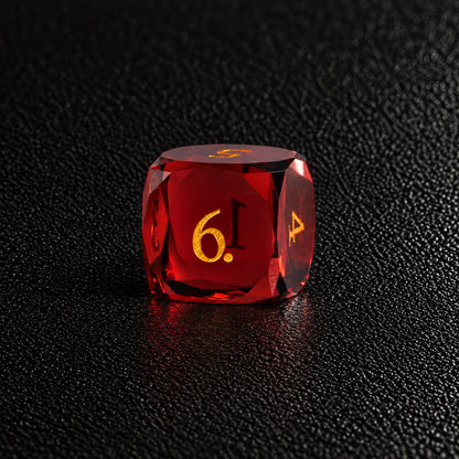 Flameheart Arcane Core-Gemstone Dice Set – D6 close-up