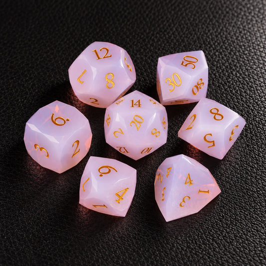 Rose Fey Bloom-Gemstone Dice Set – complete seven-piece set