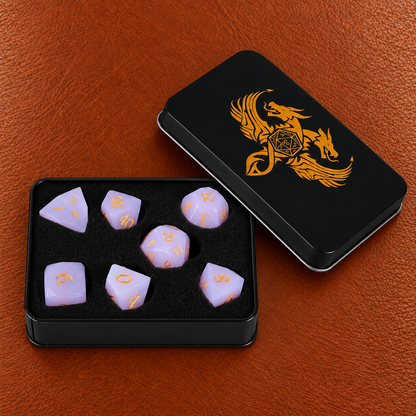 Rose Fey Bloom-Gemstone Dice Set – GELOHO gift packaging on cognac leather