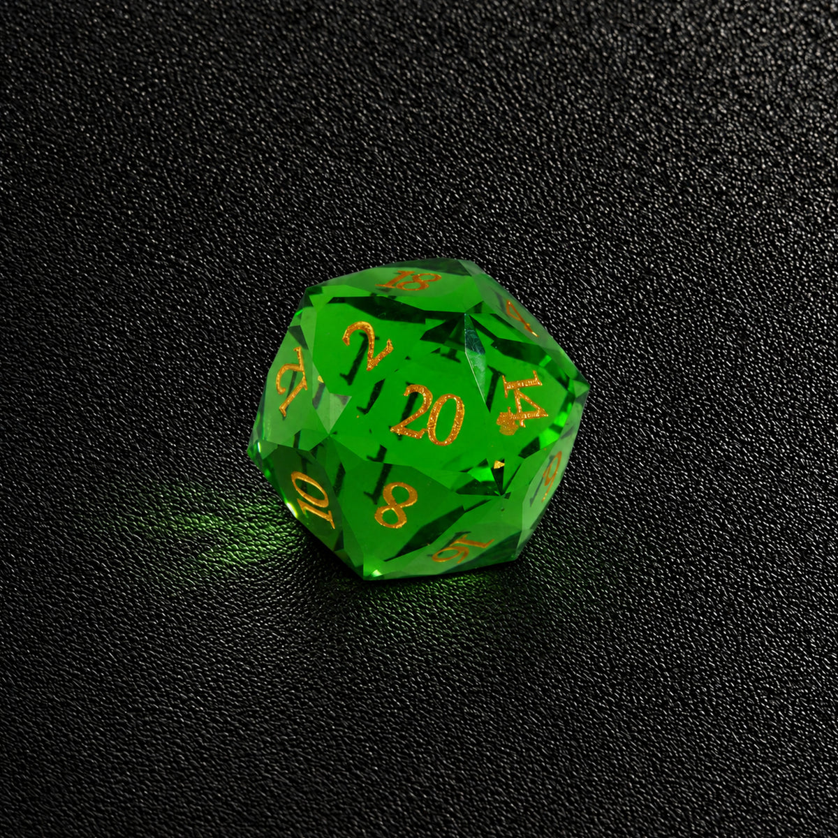 Emerald Mystic Grove-Gemstone Dice Set – D20 close-up