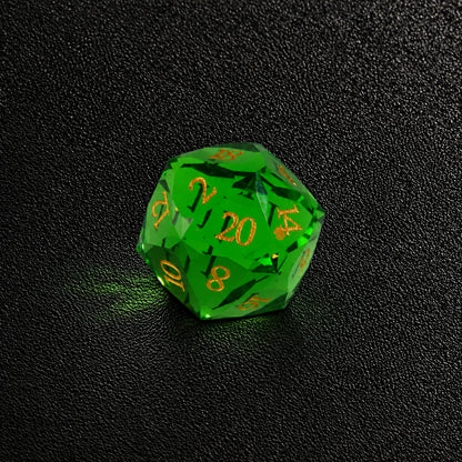 Emerald Mystic Grove-Gemstone Dice Set – D20 close-up